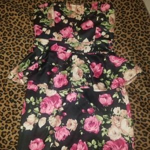 Rose~Print Dress